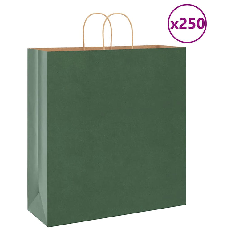 VidaXL Papiertüten 250 Stück mit Griffen 45x17x48 cm grün