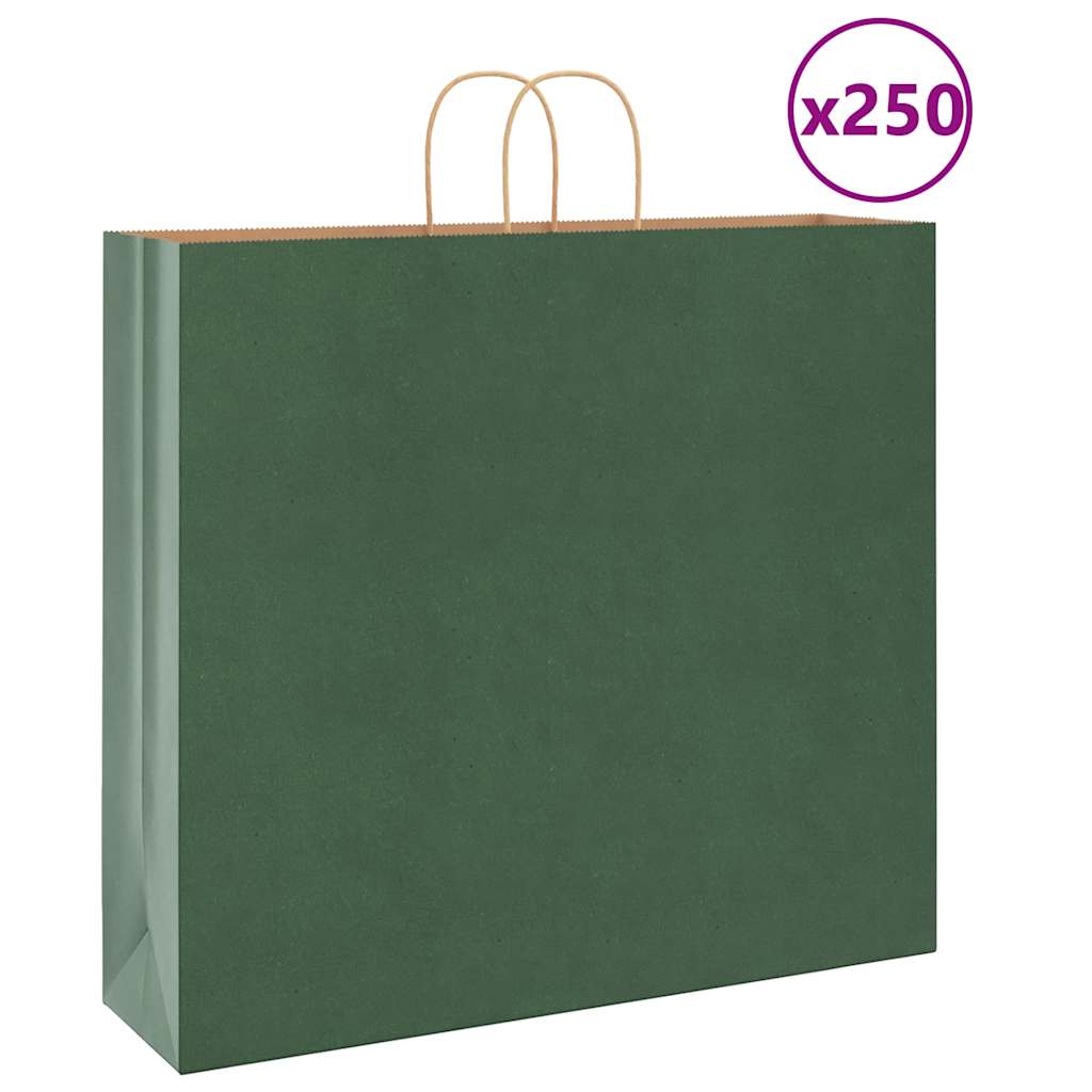 VidaXL paper bags 250 pcs with handles 54x15x49 cm green