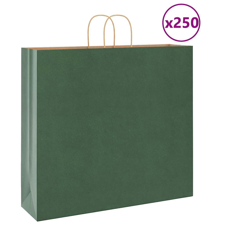 VidaXL paper bags 250 pcs with handles 54x15x49 cm green