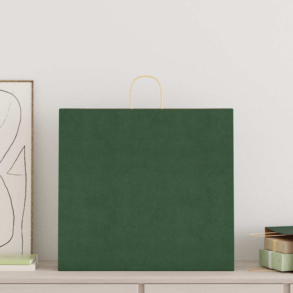 VidaXL paper bags 250 pcs with handles 54x15x49 cm green
