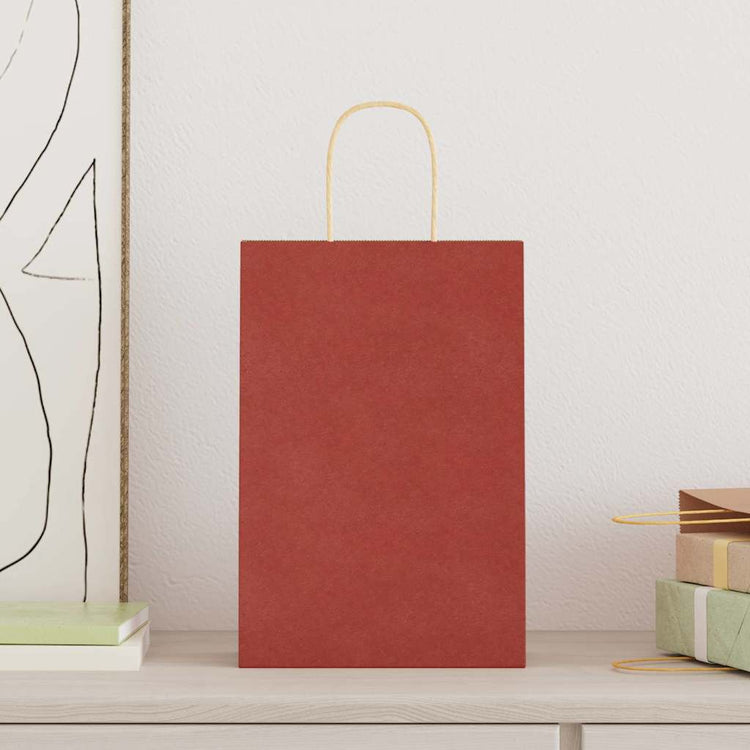 VidaXL Papiertüten 250 Stück mit Griffen 21x11x31 cm rot