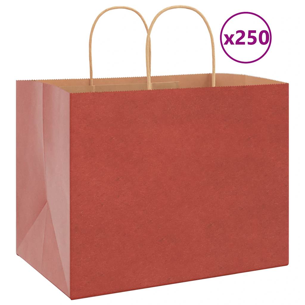 VidaXL Papiertüten 250 Stück mit Griffen 32x22x24 cm rot