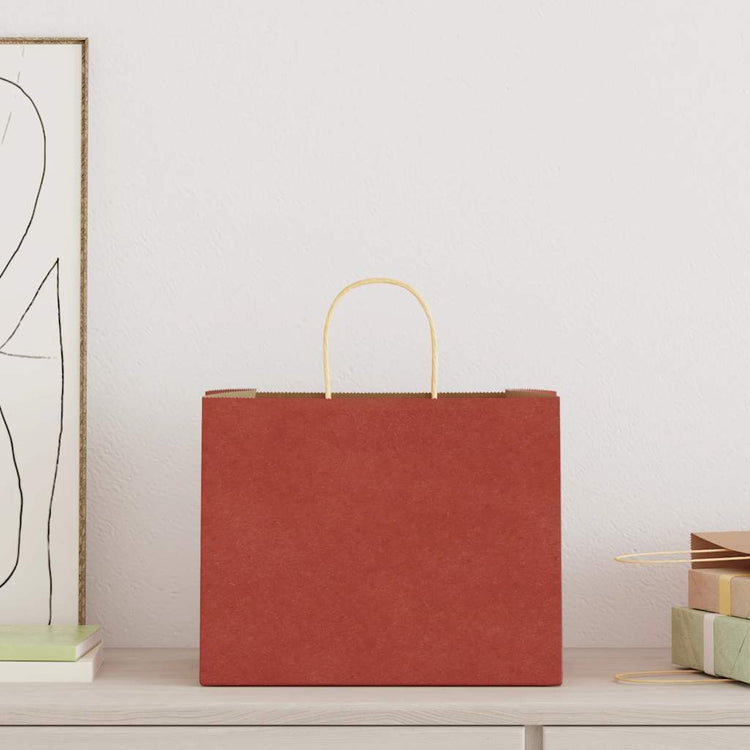 VidaXL Papiertüten 250 Stück mit Griffen 32x22x24 cm rot