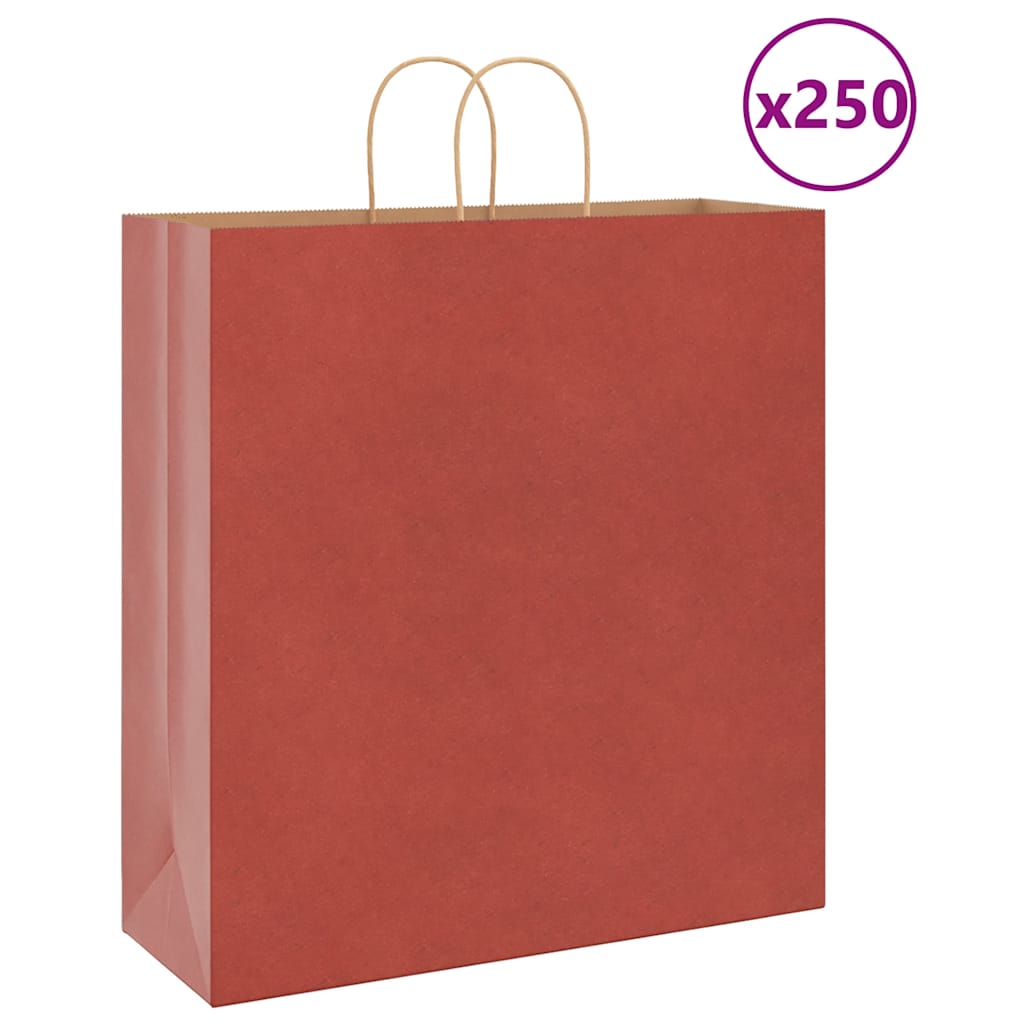 VidaXL Papiertüten 250 Stück mit Griffen 45x17x48 cm rot