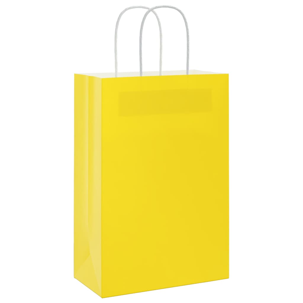 VidaXL Papiertüten 50 Stück mit Griffen 21x11x31 cm gelb