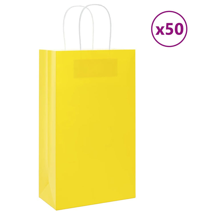 VidaXL Papiertüten 50 Stück mit Griffen 21x11x36 cm gelb