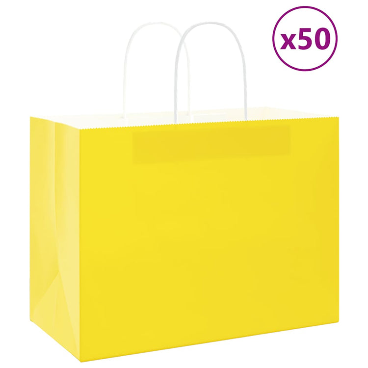 VidaXL Papiertüten 50 Stück mit Griffen 32x17x25 cm gelb