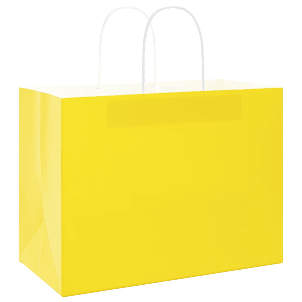 VidaXL Papiertüten 50 Stück mit Griffen 32x17x25 cm gelb