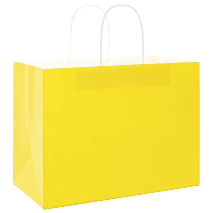 VidaXL Papiertüten 50 Stück mit Griffen 32x17x25 cm gelb