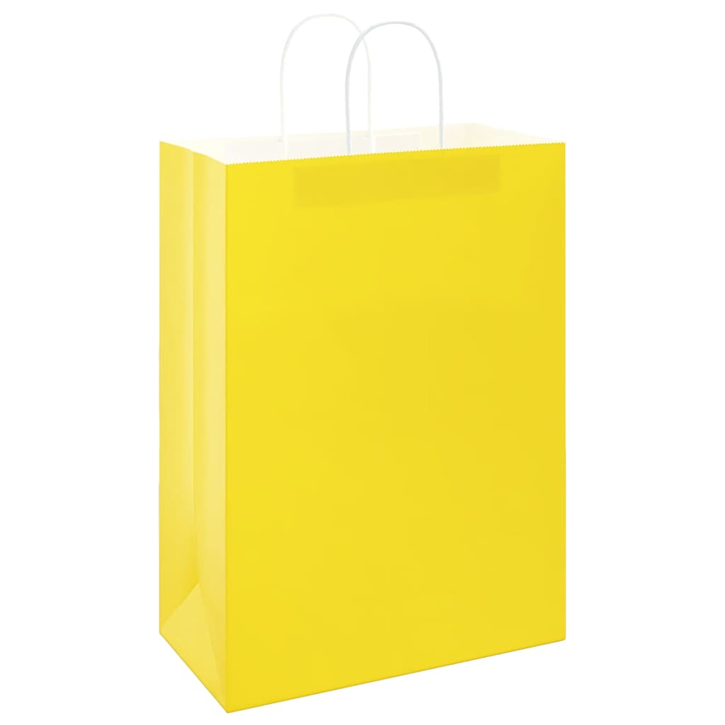VidaXL Papiertüten 50 Stück mit Griffen 32x17x44 cm gelb