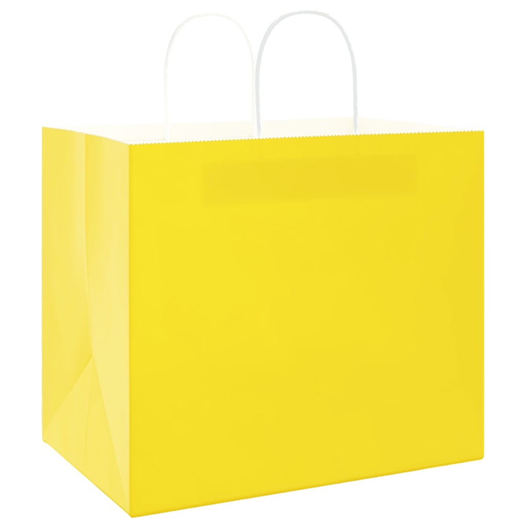 VidaXL Papiertüten 50 Stück mit Griffen 32x22x28 cm gelb