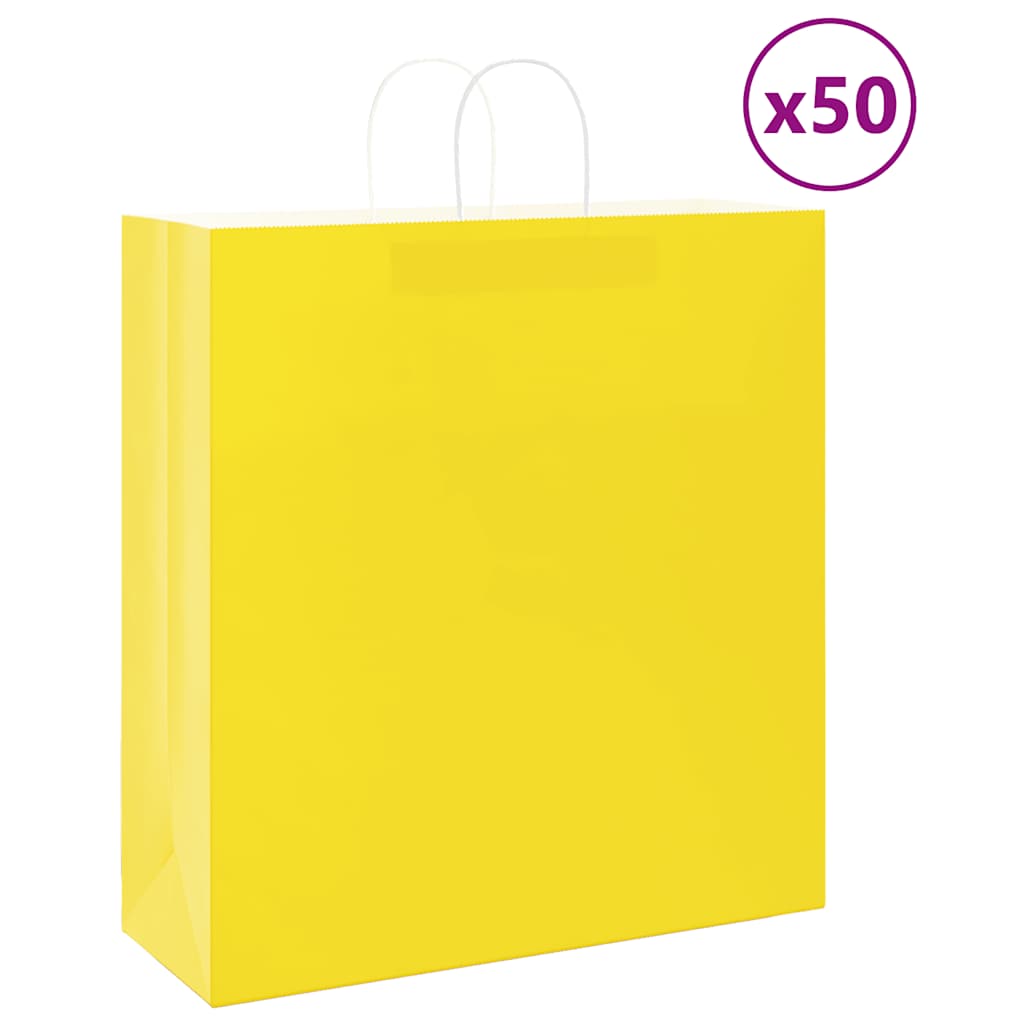 Vidaxxl Papiertüten 50 Stück mit Griffen 45x17x48 cm gelb