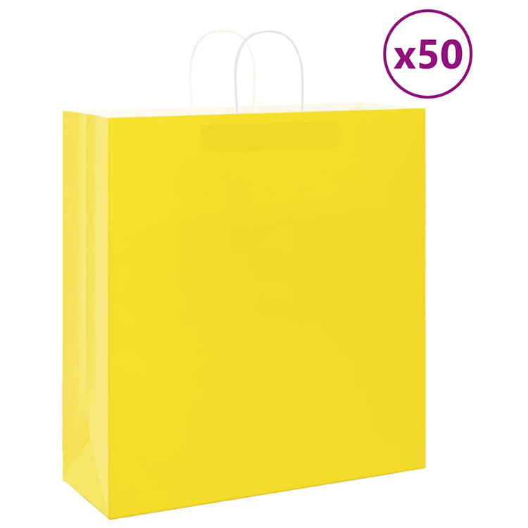 Vidaxxl Papiertüten 50 Stück mit Griffen 45x17x48 cm gelb