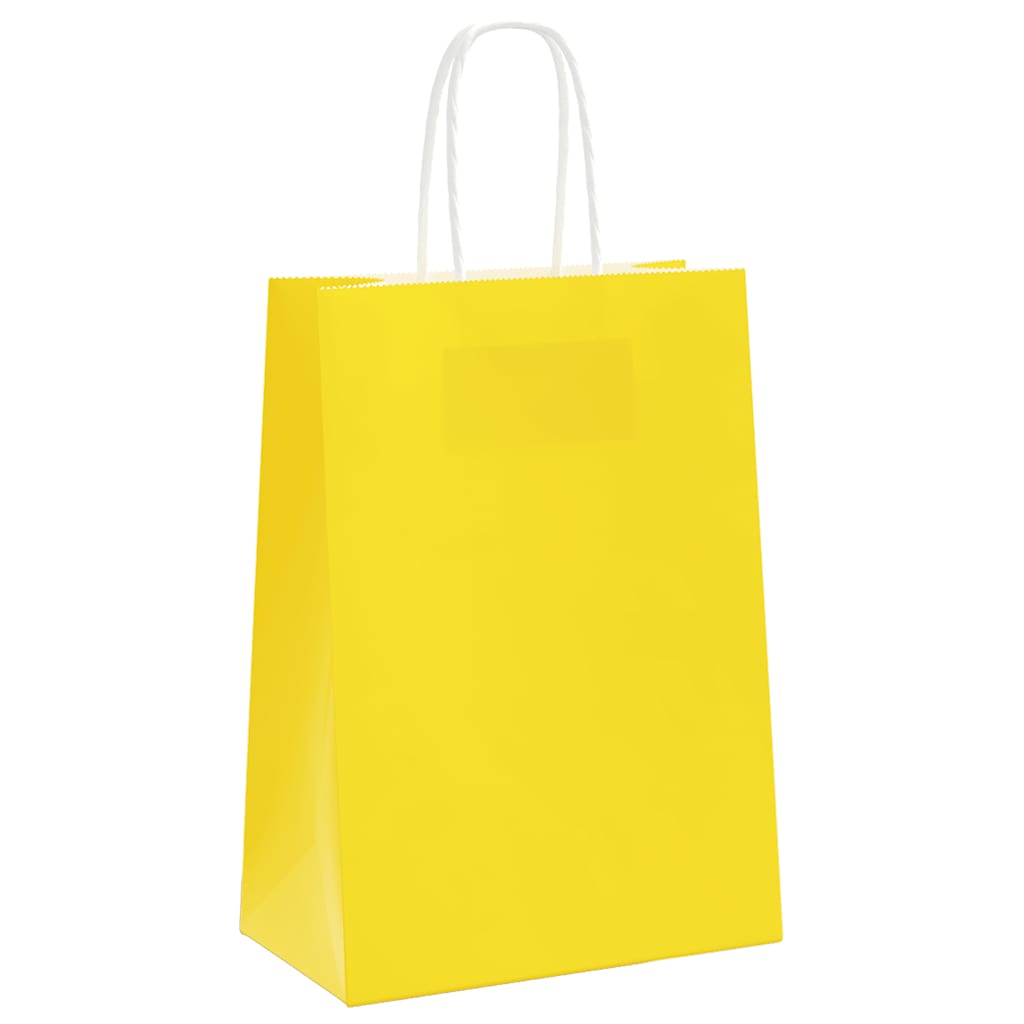 VidaXL Papiertüten 250 Stück mit Griffen 15x8x21 cm gelb