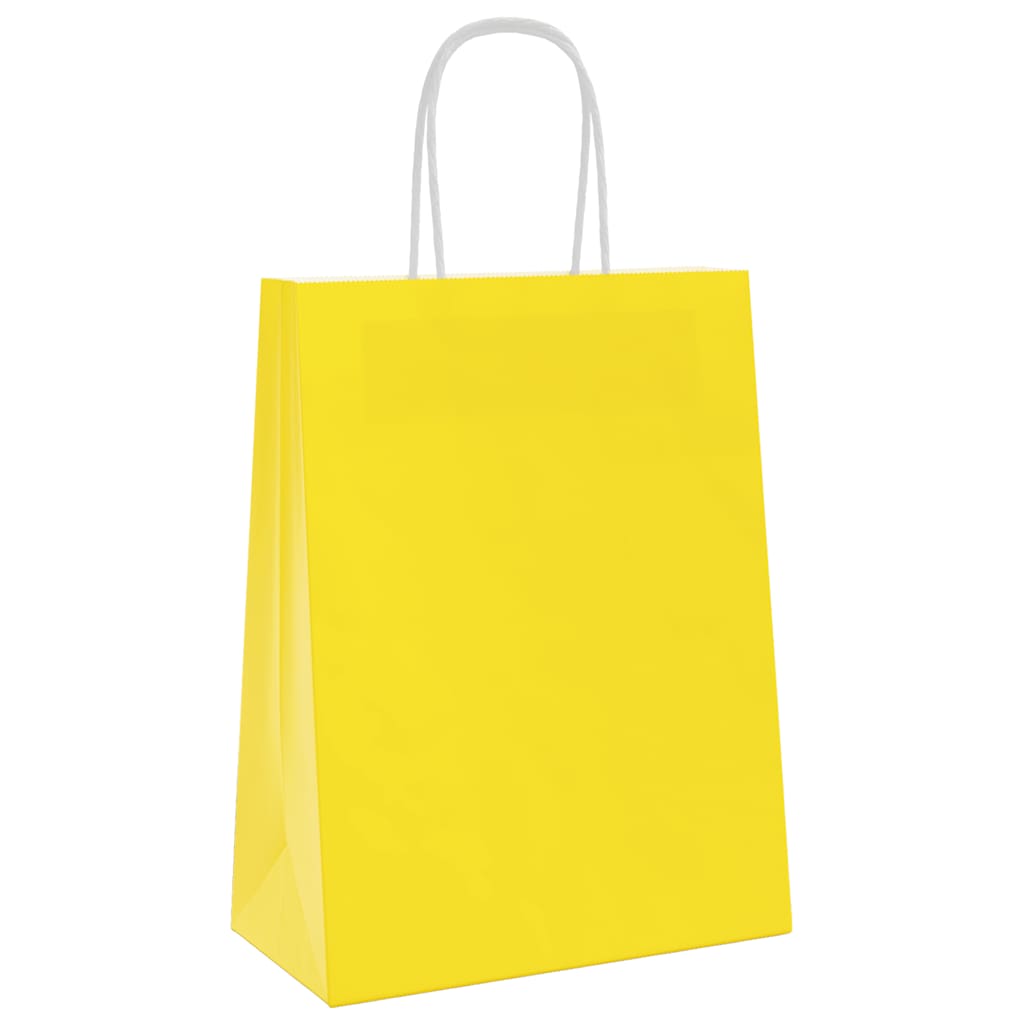 VidaXL Papiertüten 250 Stück mit Griffen 21x11x28 cm gelb