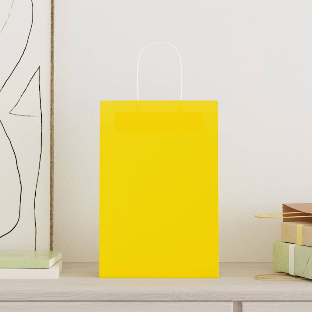 Vidaxxl Papiertüten 250 Stück mit Griffen 21x11x31 cm gelb