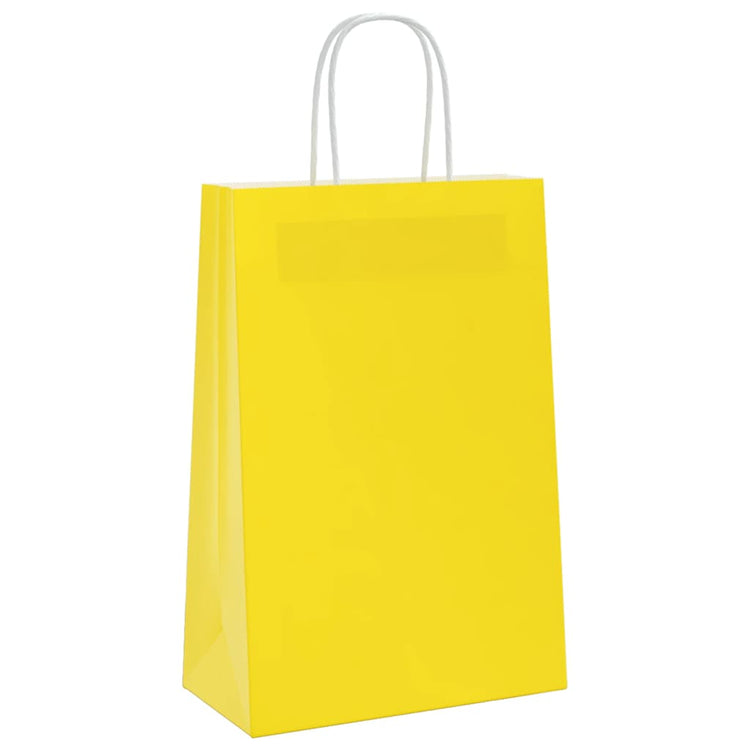 Vidaxxl Papiertüten 250 Stück mit Griffen 21x11x31 cm gelb