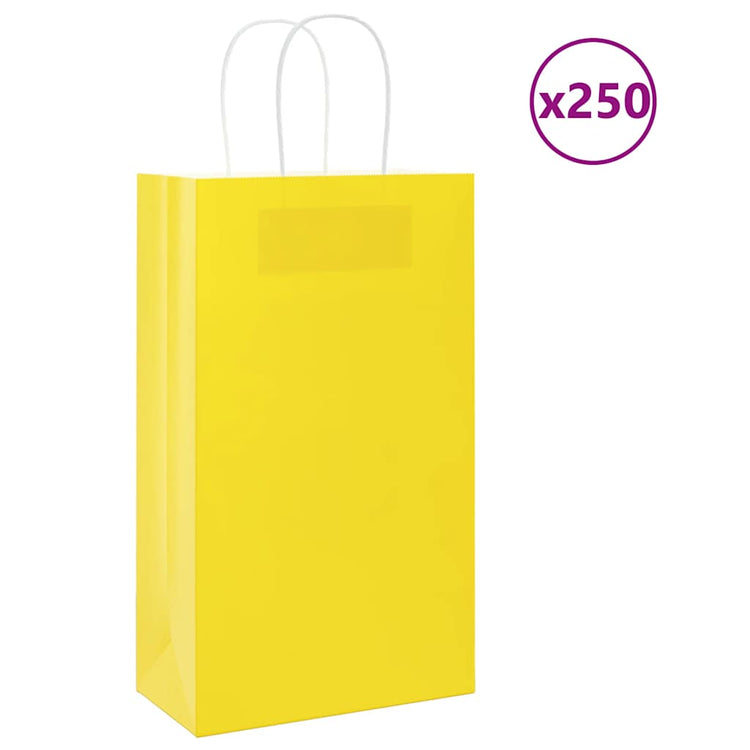 VidaXL Papiertüten 250 Stück mit Griffen 21x11x36 cm gelb