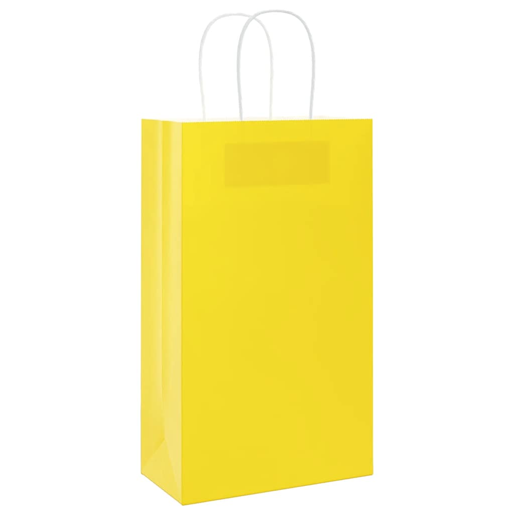 VidaXL Papiertüten 250 Stück mit Griffen 21x11x36 cm gelb