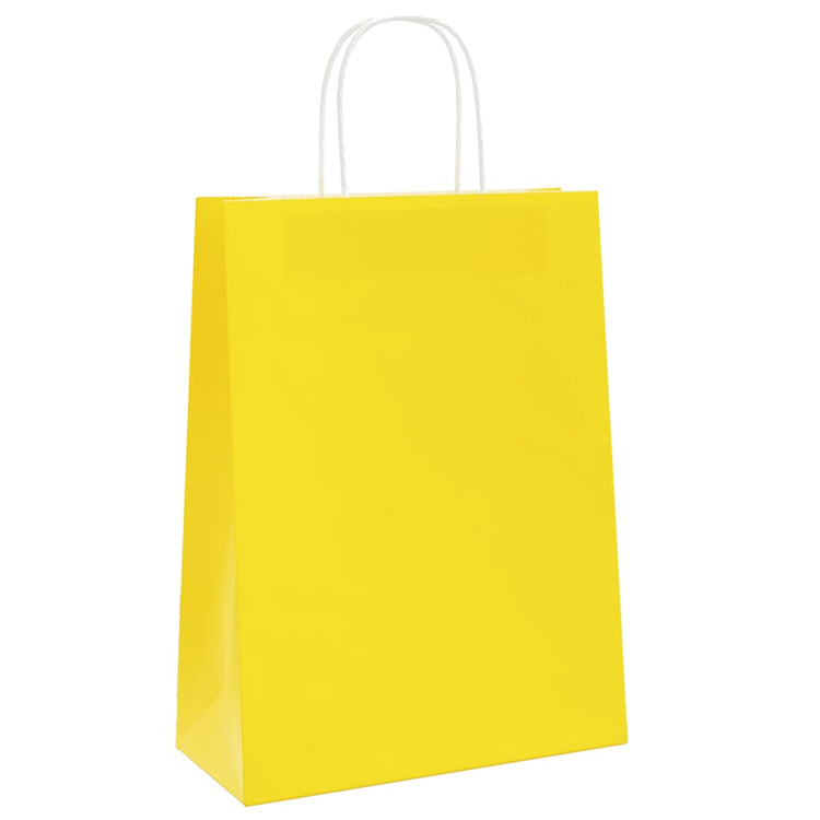 VidaXL Papiertüten 250 Stück mit Griffen 26x12x35 cm gelb
