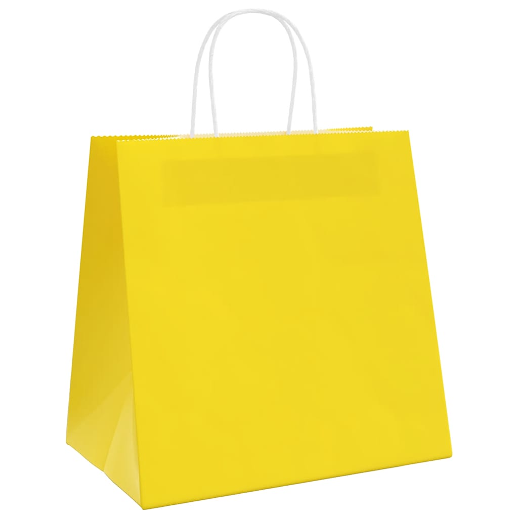 VidaXL Papiertüten 250 Stück mit Griffen 26x17x25 cm gelb