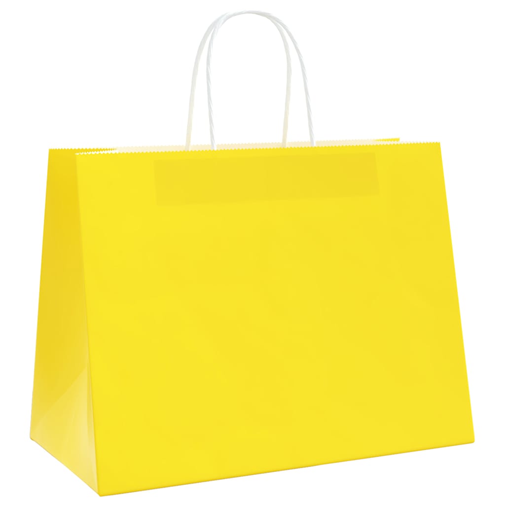 VidaXL Papiertüten 250 Stück mit Griffen 32x17x25 cm gelb