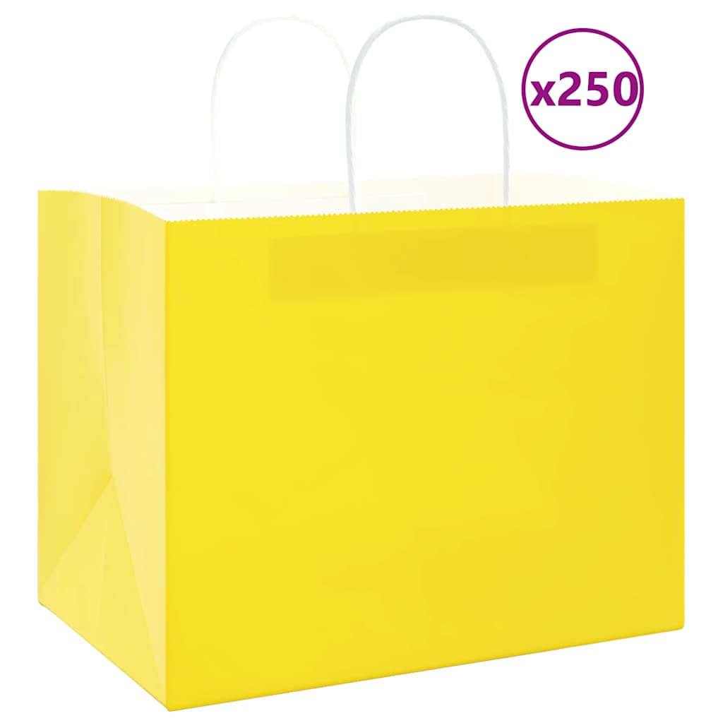 VidaXL Papiertüten 250 Stück mit Griffen 32x22x24 cm gelb
