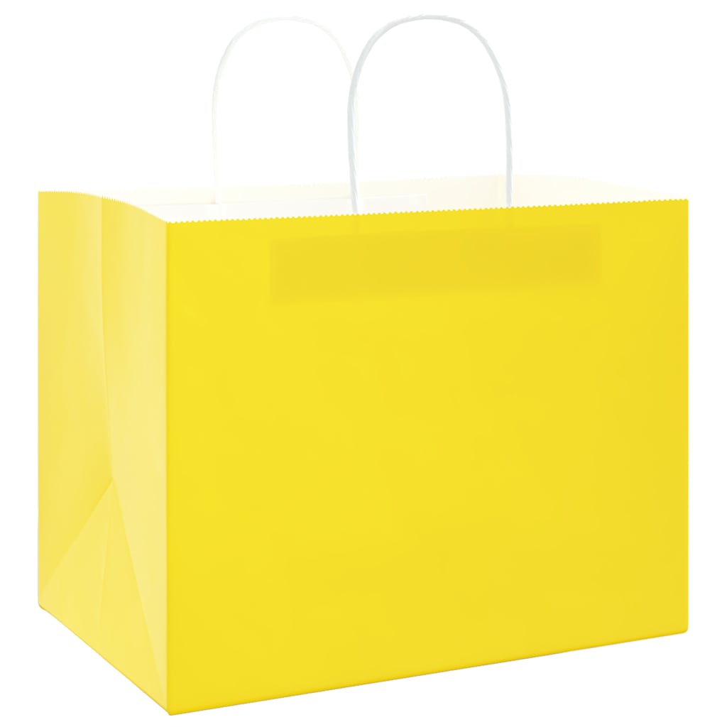 VidaXL Papiertüten 250 Stück mit Griffen 32x22x24 cm gelb