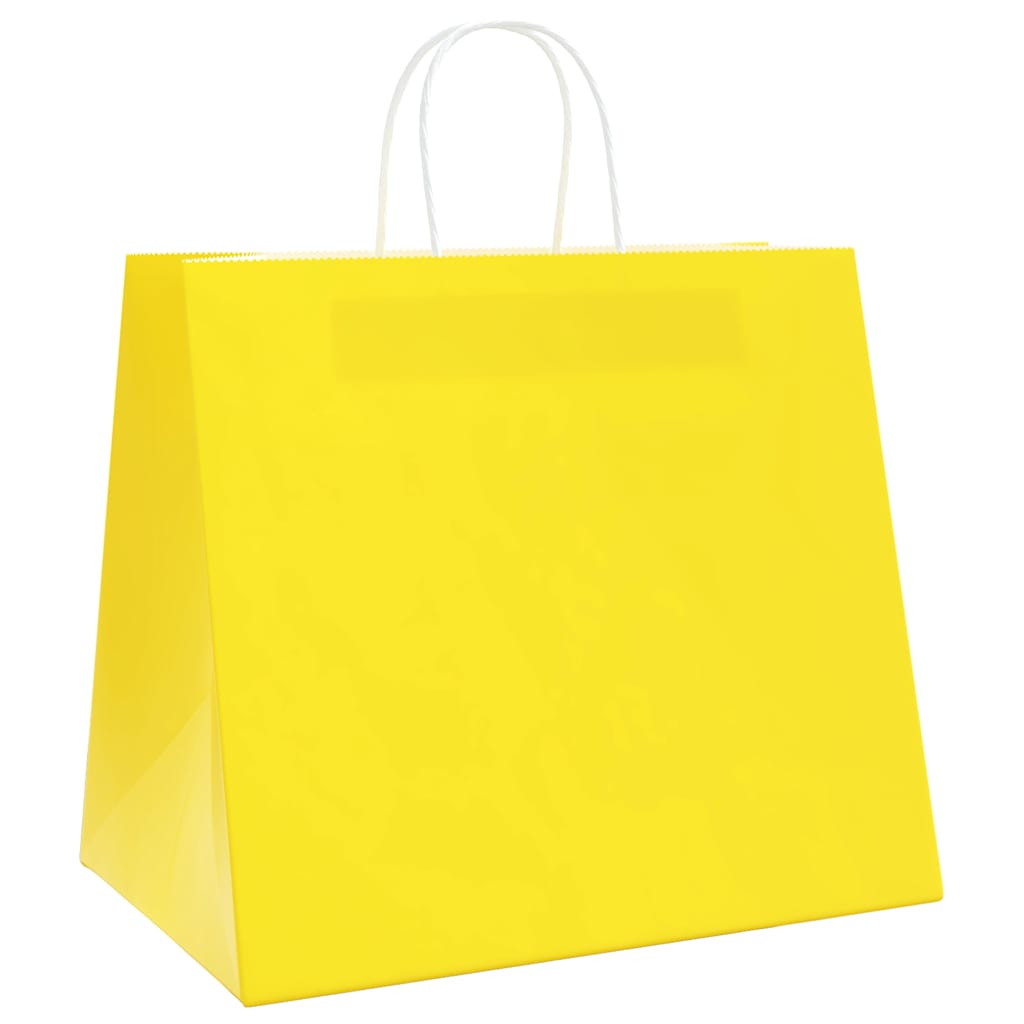 VidaXL Papiertüten 250 Stück mit Griffen 32x22x28 cm gelb
