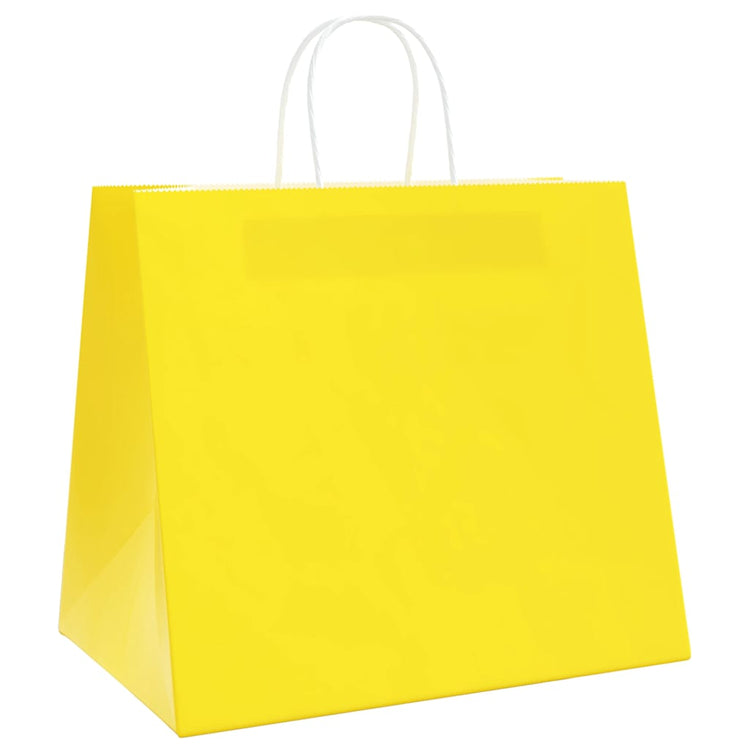 VidaXL Papiertüten 250 Stück mit Griffen 32x22x28 cm gelb