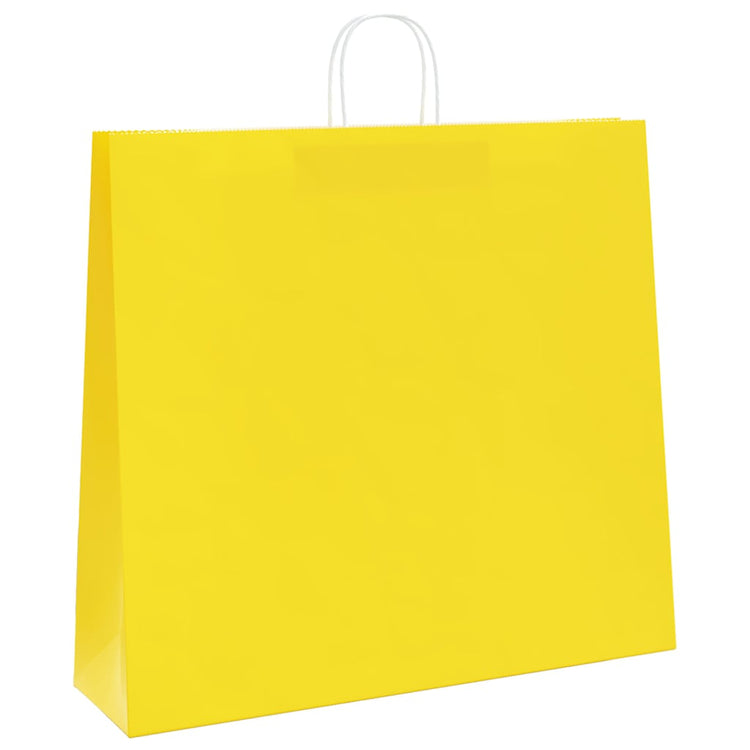 VidaXL Papiertüten 250 Stück mit Griffen 54x15x49 cm gelb