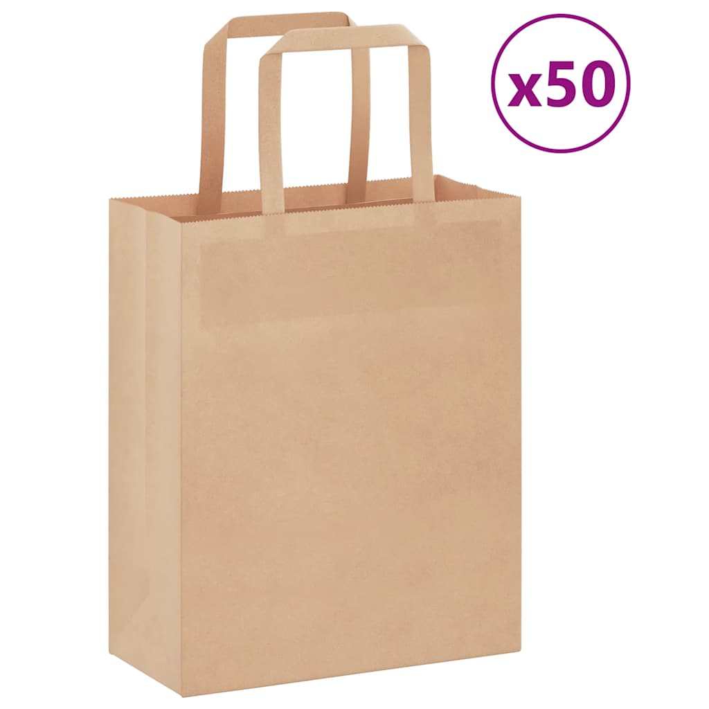 VidaXL Papiertüten 50 Stück mit Griffen 18x8x22 cm braun
