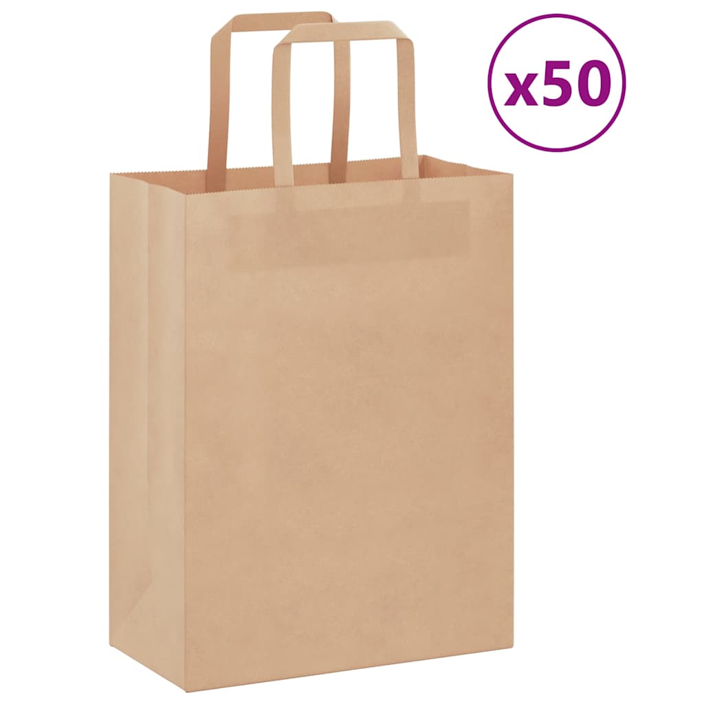 VidaXL Papiertüten 50 Stück mit Griffen 21x11x28 cm braun