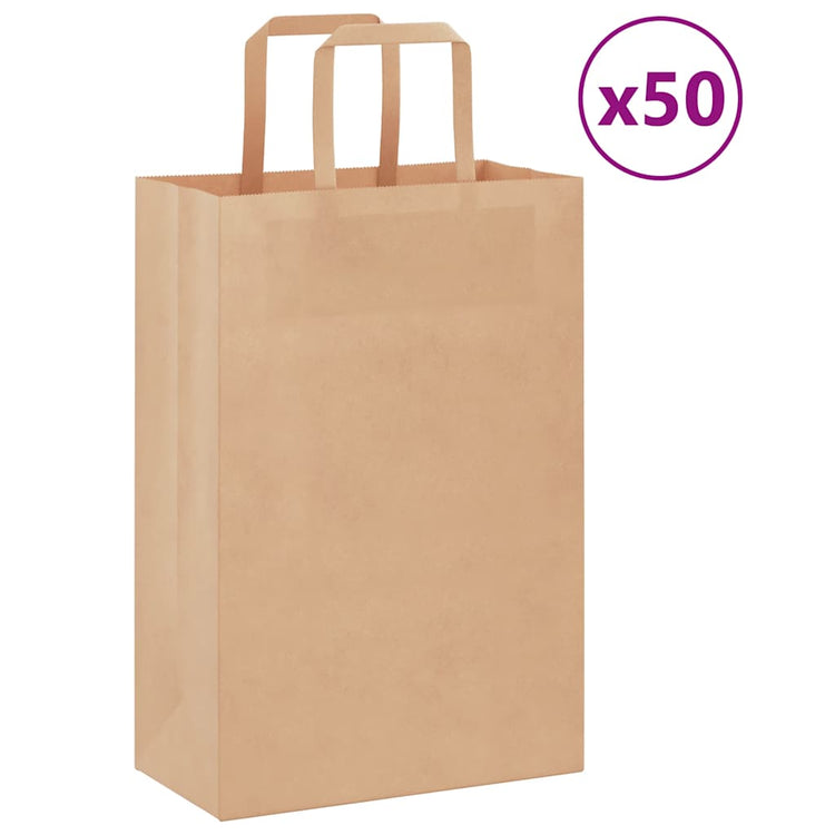 VidaXL Papiertüten 50 Stück mit Griffen 21x11x31 cm braun