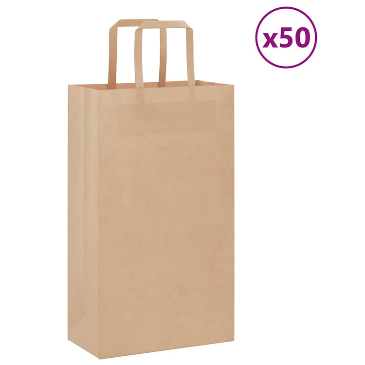 VidaXL Papiertüten 50 Stück mit Griffen 21x11x36 cm braun