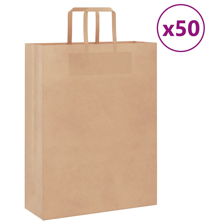 VidaXL Papiertüten 50 Stück mit Griffen 32x12x42 cm braun