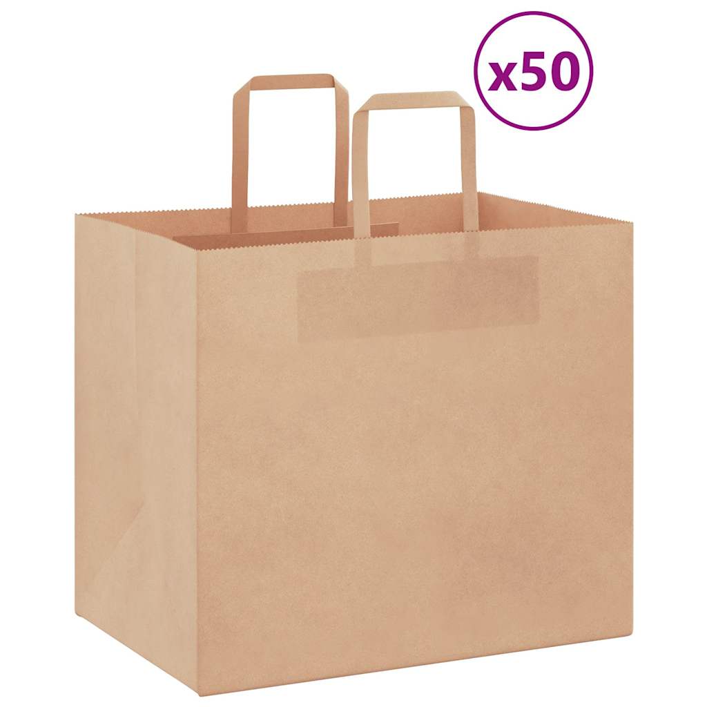 VidaXL Papiertüten 50 Stück mit Griffen 32x22x28 cm braun