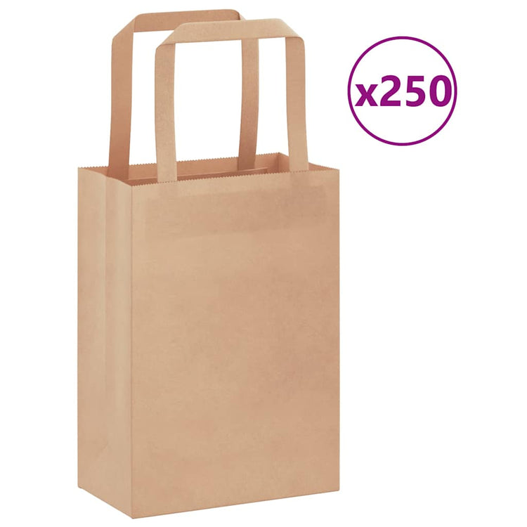VidaXL Papiertüten 250 Stück mit Griffen 15x8x21 cm braun