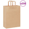 VidaXL Papiertüten 250 Stück mit Griffen 26x12x35 cm braun