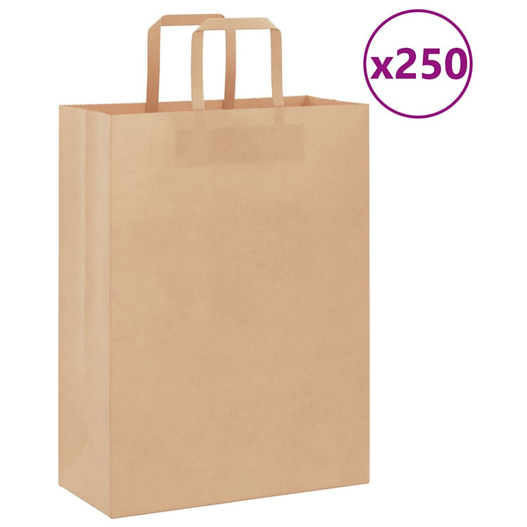 VidaXL Papiertüten 250 Stück mit Griffen 26x12x35 cm braun