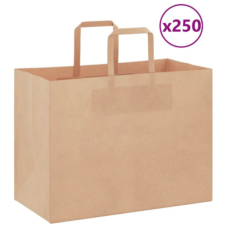 VidaXL Papiertüten 250 Stück mit Griffen 32x17x25 cm braun