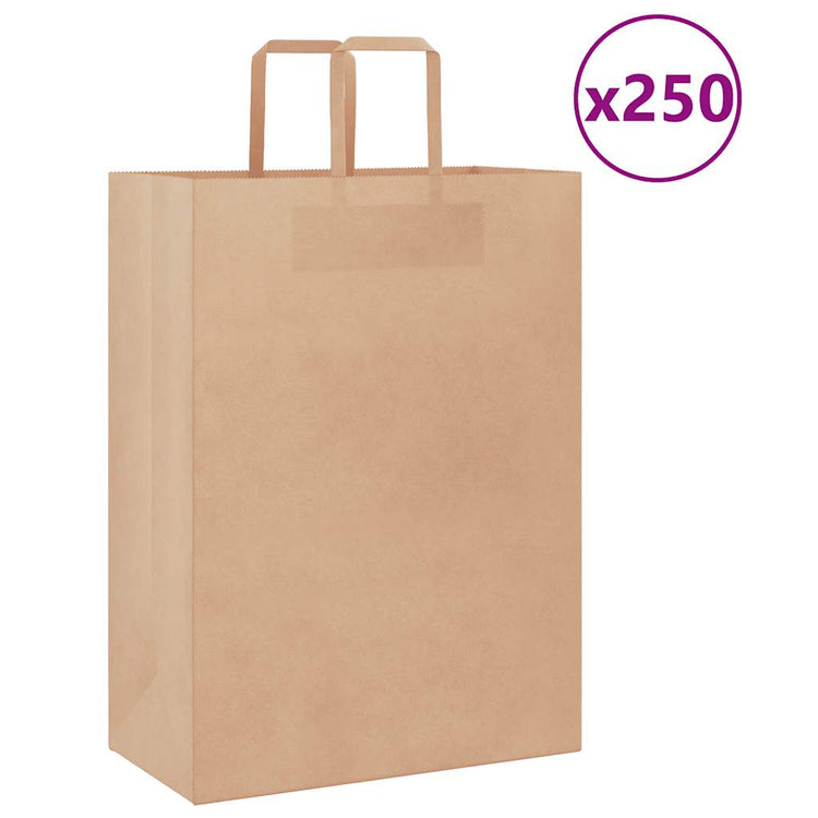 Vidaxxl Papiertüten 250 Stück mit Griffen 32x17x44 cm braun