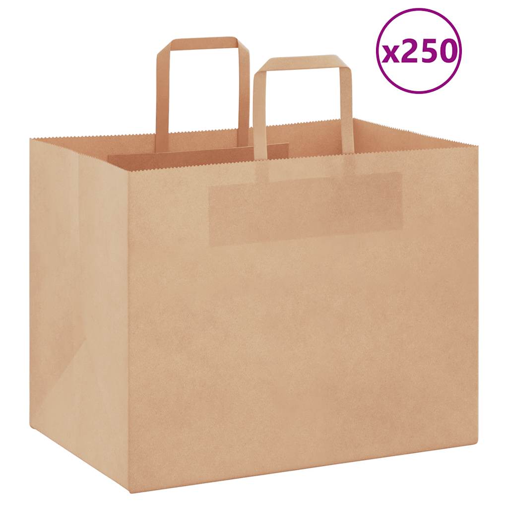 VidaXL Papiertüten 250 Stück mit Griffen 32x22x24 cm braun