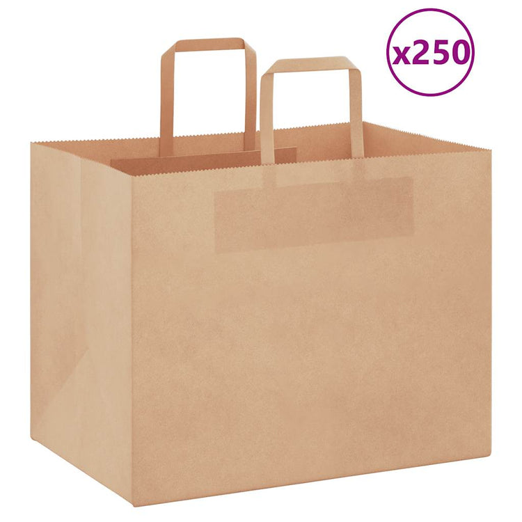 VidaXL Papiertüten 250 Stück mit Griffen 32x22x24 cm braun