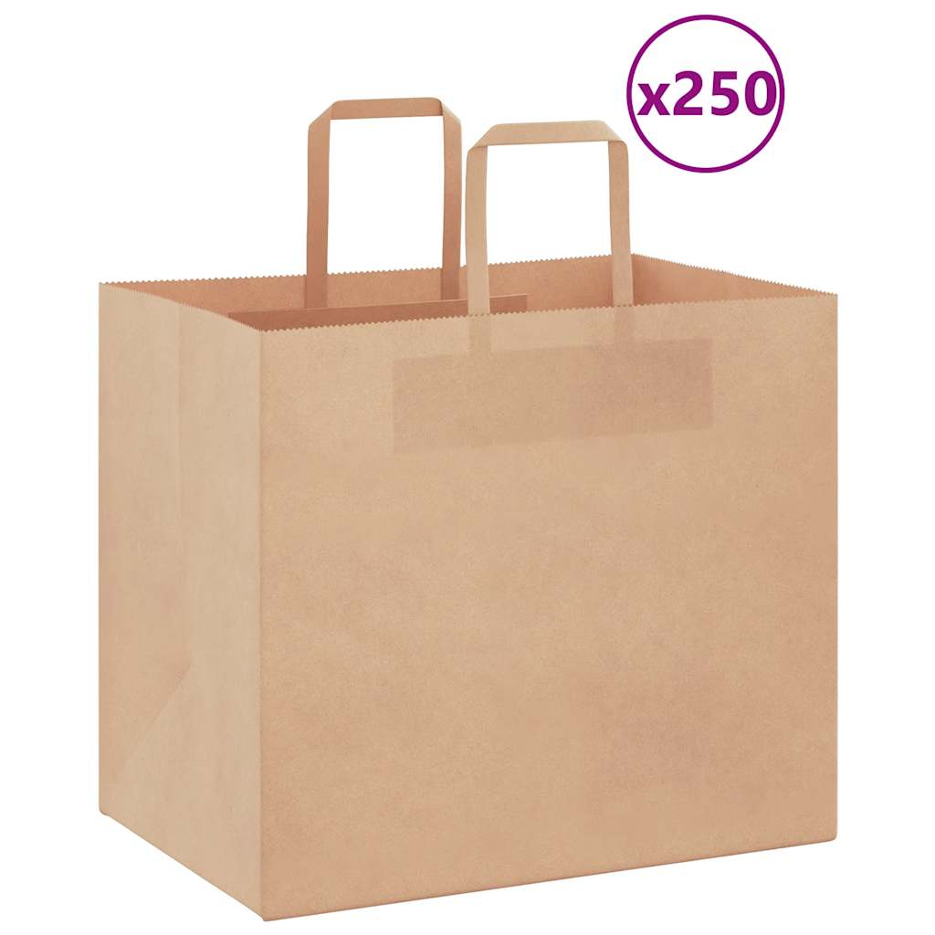 VidaXL Papiertüten 250 Stück mit Griffen 32x22x28 cm braun