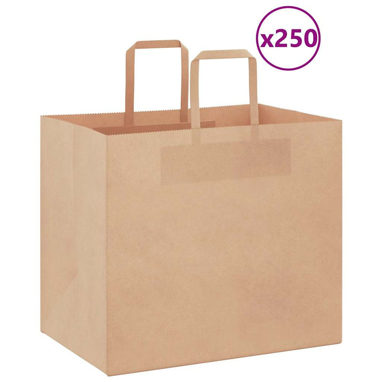 VidaXL Papiertüten 250 Stück mit Griffen 32x22x28 cm braun