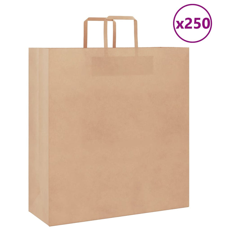 VidaXL Papiertüten 250 Stück mit Griffen 45x17x48 cm braun