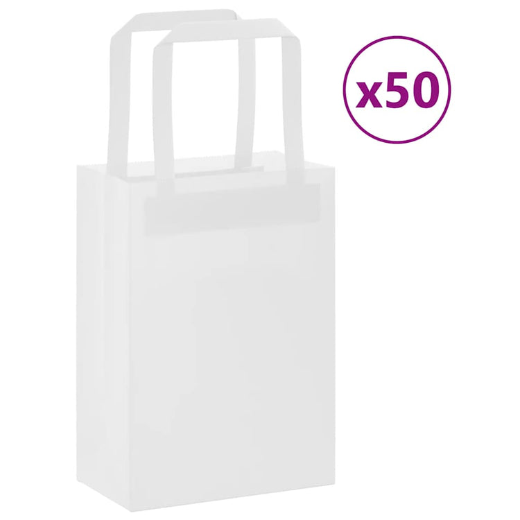 Vidaxxl Papiertüten 50 Stück mit Henkel 15x8x21 cm weiß