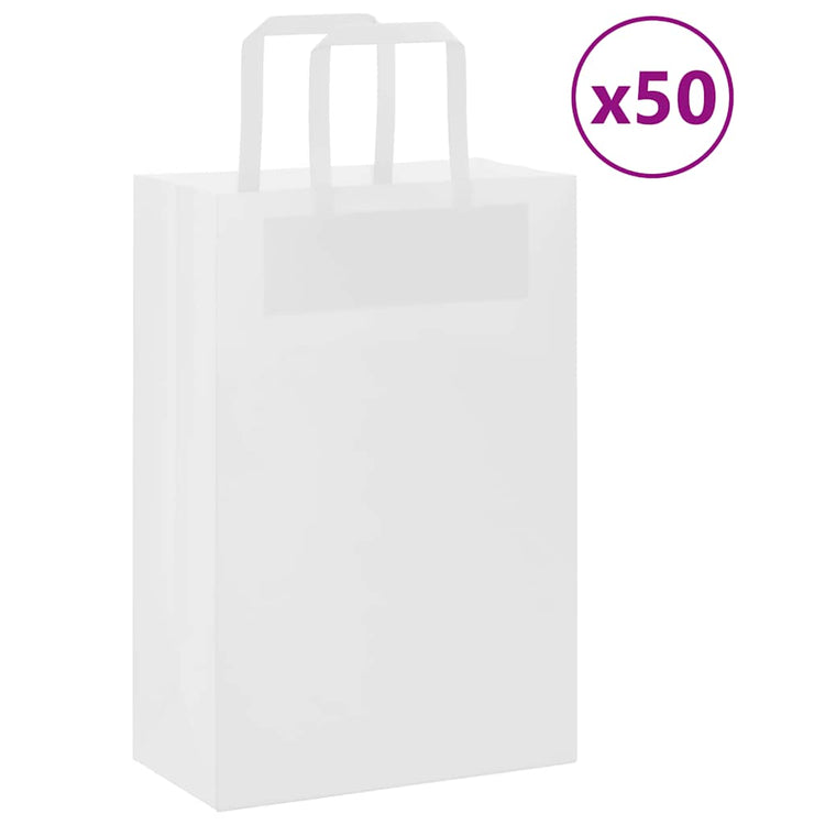 VidaXL Papiertüten 50 Stück mit Griffen 21x11x31 cm weiß