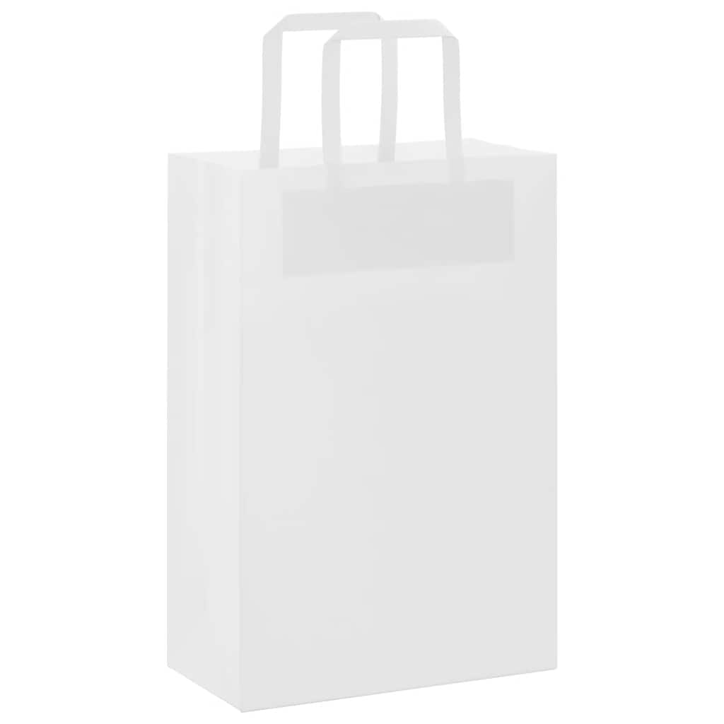 VidaXL Papiertüten 50 Stück mit Griffen 21x11x31 cm weiß
